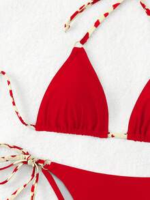 Vaytide Women Halter Tie Back Bikini Top And Bottom Set, Random Print Summer - Multicolor - View 4