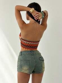 GlowEve Áo hai dây không tay bằng vải dệt kim móc kẻ sọc dành cho nữ, thiết kế dây mảnh, quyến rũ, thích hợp cho kỳ nghỉ, du mục, phong cách Boho, lễ hội âm nhạc, thanh lịch, thường ngày, đi làm, gợi cảm, hẹn hò, thời trang đường phố Pháp, retro, đa năng, mùa xuân/hè, màu cam neon, kiểu dáng mới. - Nhiều màu - Xem 2