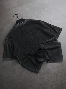 Manfinity EMRG Men's Casual Snowflake Print Round Neck Short Sleeve T-Shirt Black Clothes - Black - View 6