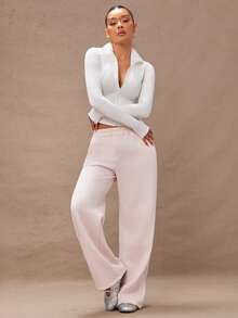 Lumalex Zip-Up Sporty Jacket, Plain Color Minimalist Casual Everyday Wear - White - View 4
