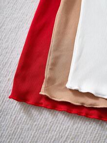 SHEIN Genkimix Kids 少女纯色短袖T恤 - 彩色 - 查看 4