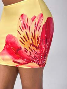 plantica Casual Sexy Urban Chic Minimalist Y2K Subculture Fashion Women's Printed Rhinestone Bodycon Mini Skirt, Suitable For Outings, Music Festivals, Daily, Vacation, Dates, Parties, New Year, Valentine's Day, Spring/Summer - Multicolor - View 7