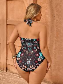 Swim Vcay Áo tắm liền thân cỡ lớn in họa tiết hoa nhiệt đới, thích hợp cho kỳ nghỉ hè ở bãi biển. - Nhiều màu - Xem 2