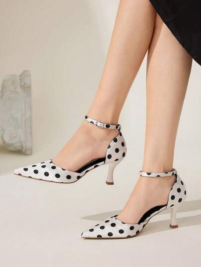 CUCCOO CHICEST Women's Fashionable Elegant Polka Dot Pointed Toe Pumps