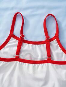 HELLO KITTY AND FRIENDS | SHEIN 少女卡通印花吊带文胸套装 - 紅白色 - 查看 6