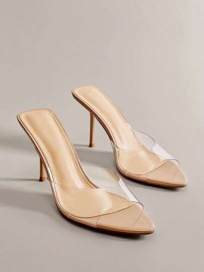 Hauture Fashionable Women's Clear Nude Transparent Pointed Toe Stiletto High Heel Summer Spring Fashion Party Dance Vacation Shoe For Christmas