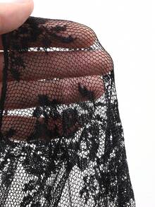 DAZY Chân váy ren khoét họa tiết hoa mùa xuân hè, phong cách Bohemian, váy đi biển bất đối xứng, chân váy thanh lịch công sở bằng vải voan mỏng cho nữ. - màu đen - Xem 15