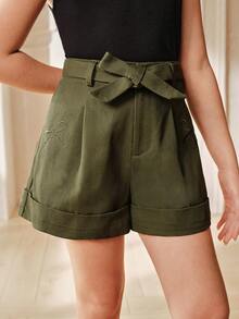Anewsta Girls' Loose Casual Floral Ruffle Hem Shorts, Suitable For Spring/Summer - Army Green - View 4