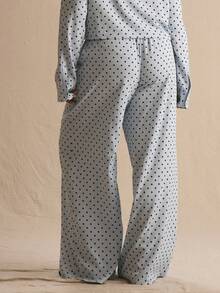 MUSERA Pantalones de pierna ancha con lunares y lazo delantero de cintura media para talla grande, elegantes y lindos, para primavera y verano, vacaciones, casual, uso diario y vacaciones de primavera - Multicolor - Ver 5