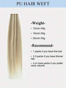 Extensiones de cabello humano con cinta de PU, sin pegamento, cinta adhesiva, piel sintética de PU sin costuras, 40G-50G, para cabello fino, con clips, cintas y micro enlaces cosidos previamente sellados - S18A-613 - Ver 4