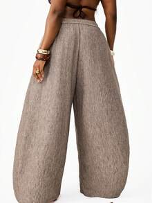 Coolane Pantalones casuales tipo banana de estilo vintage y elegante para mujer, ideales para vacaciones en la playa y uso diario casual - Marrón Mocha - Ver 6