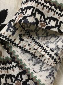 Vivie Lora Women's Loose Fit Round Neck Vacation Style Mid-Length Dress - Black and White - View 6