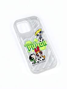 THE POWERPUFF GIRLS X SHEIN 飞天小女警足球手机壳，透明软TPU保护套，3D水波纹纹理，保护摄像头镜头，“点球”图案，可爱卡通运动设计，防震保护套，日常使用及生日礼物，适合女孩和卡通迷，兼容iPhone 11/12/13/14/15/16/17 Pro Max，手机配件，快速发货 - 無色 - 查看 14