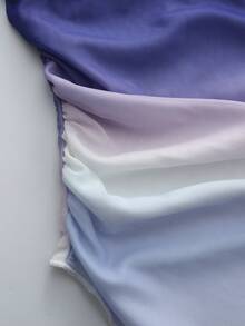 Bluhae Millennium Print Pattern Sleeveless Asymmetrical Hem Crop Top, Suitable For Summer Beach Vacation - Purple - View 8