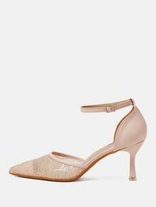 CUCCOO HITCHD 新款粉色尖头细跟镂空网面时尚优雅女式高跟鞋 - 粉色 - 查看 8