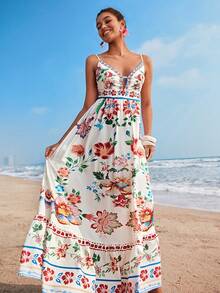 Travachic Floral Print Spaghetti Strap Dress, Vacation - Multicolor - View 7
