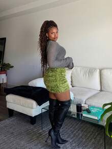 Tyla Gomez 复古美国美人鱼紧身性感迷你裙 - 綠色 - 查看 6