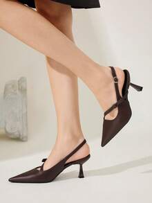 CUCCOO CHICEST New Design Pointed Toe High Heels, Romantic Elegant Elegant Minimalist Sexy Bow Brown High Heel Sandals, Open Toe Dress Shoes, Formal Occasion Graceful Outfit - Brown - View 5