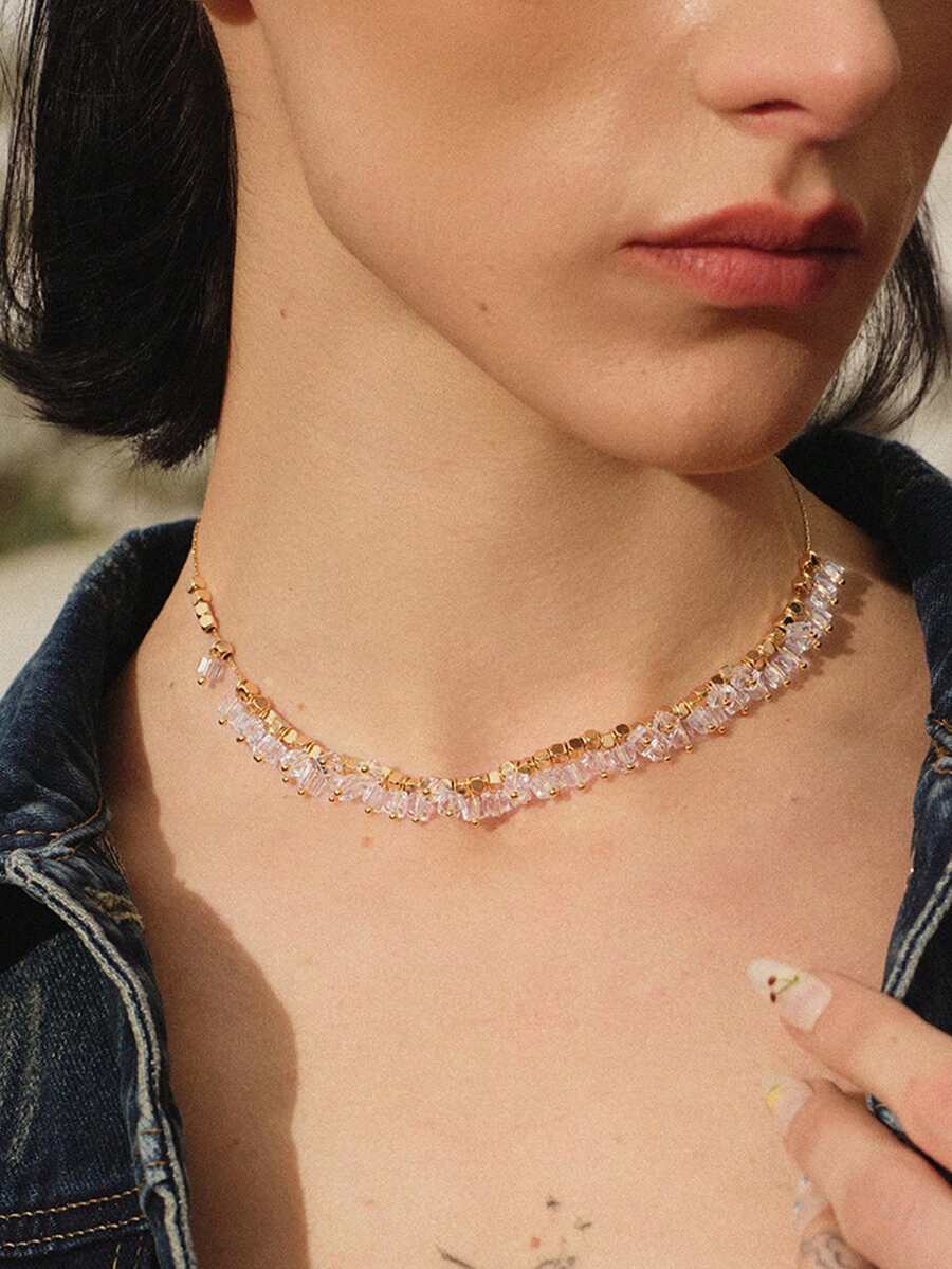 Glisma 女士吊坠项链，高级/复古/优雅，18K镀金，性感/复古，适合妈妈/女士/女孩/母亲，夏季/海滩/舞会/派对，多层/宝石/串珠/水晶，魅力/粗犷 - 金色 - 查看 1