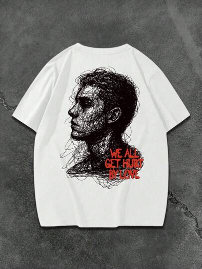 Manfinity LEGND Áo thun nam tay ngắn cổ tròn in khẩu hiệu và chân dung