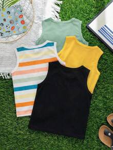 Young Boys' Summer Casual Round Neck Tank Top - Multicolor - View 2