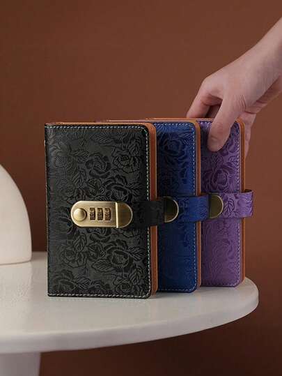 دفتر توفير محمي بكلمة مرور، متوفر باللون البنفسجي والأزرق والأسود والوردي بمظهر فاخر، بنقوش أنيقة، يساعدك على البدء بسهولة في خطة التوفير الصغيرة الخاصة بك.