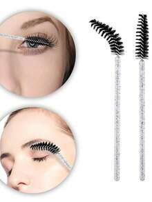 200/500pcs Eyelash Brushes, Mascara Brushes (With Container), Flexible Disposable Eyebrow Brushes, Eyelash Extension Brushes, Eyebrow Brushes, Castor Oil Brushes. - Black - View 6