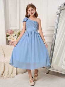 Pitira Đầm dự tiệc bằng chiffon cổ vuông sang trọng, dễ thương dành cho bé gái tuổi teen, thích hợp tham dự dạ hội, đám cưới, tiệc tùng và các sự kiện. - Màu xanh lam - Xem 4