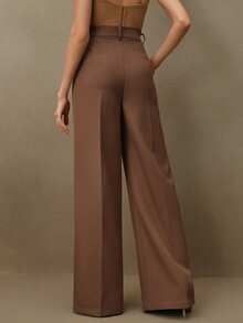 Anewsta Petite Spring/Summer Petite Office Lady Pleated Suit Pants - Coral Pink - View 2