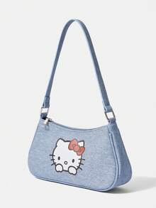 HELLO KITTY AND FRIENDS | SHEIN Túi đeo vai nữ thời trang ngọt ngào, dễ thương, đa năng, phong cách đường phố, sinh viên, Y2K retro, họa tiết vui nhộn, thích hợp cho mua sắm hàng ngày hoặc làm quà tặng (Túi không bao gồm mặt dây chuyền). - Màu xanh lam - Xem 2