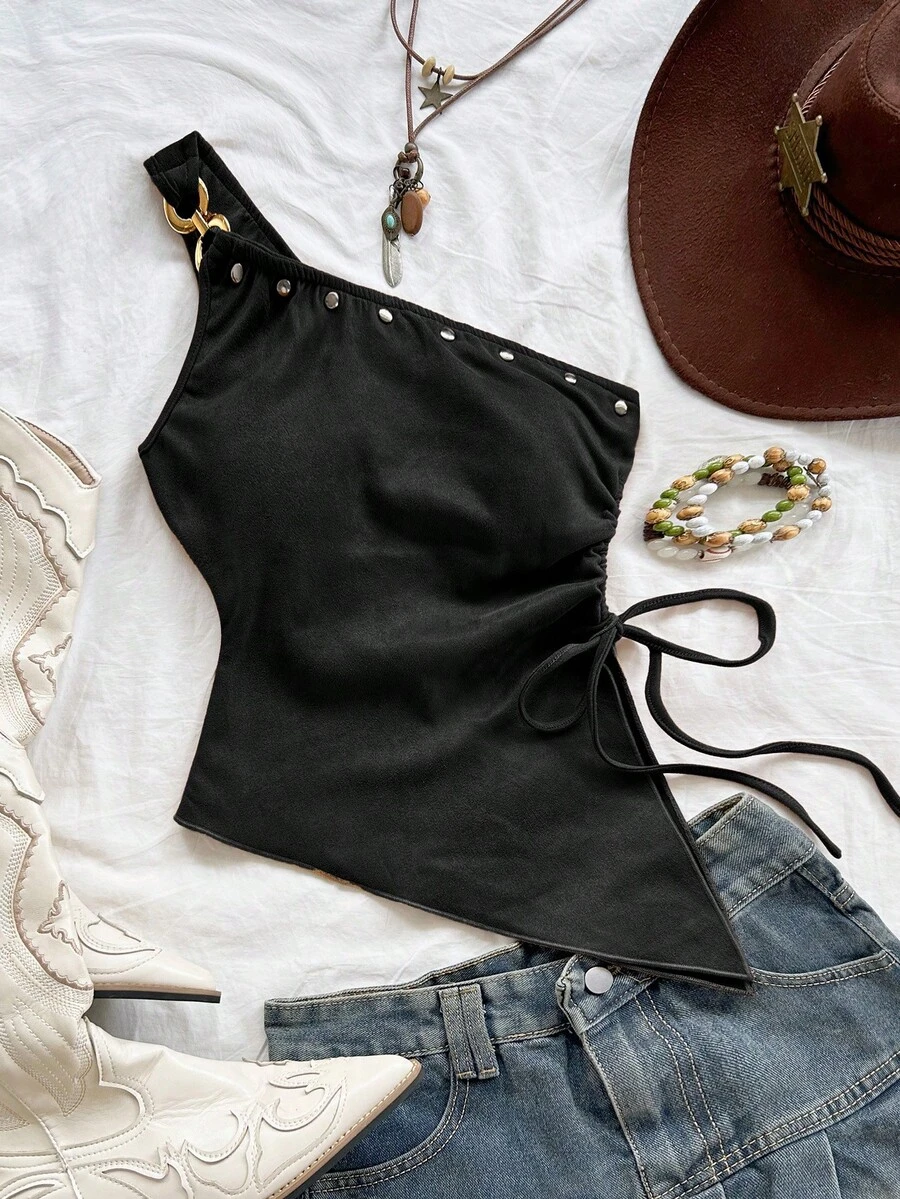 Soleia 女士夏季度假米色针织提花无袖修身连衣裙，配有抽绳腰带，适合派对、约会、情人节、复活节、狂欢节、下午茶、海滩、邮轮、城市度假等场合。 - 黑色 - 查看 1