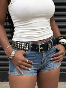 Rovax Street 1PC Phong cách Punk Đinh tán Trang trí Đa năng Jeans Thắt lưng Thắt lưng Váy Halloween Mùa hè, Trường học Mùa thu, Mùa thu, Halloween - màu đen - Xem 5