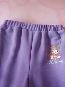 HELLO KITTY AND FRIENDS | SHEIN 女婴卡通印花短袖T恤和裤子套装 - 紫色 - 查看 6