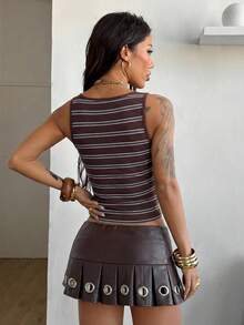Coolane Áo tank top nữ dáng ôm kẻ sọc, thích hợp mặc mùa hè. - Màu Đỏ Sâu - Xem 2