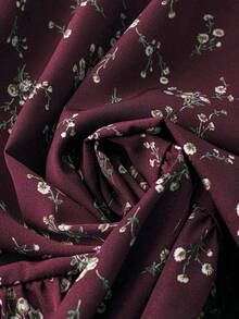 SHEIN Unity 女式花卉印花腰带短款飘袖 A 字形连衣裙新年服装长款女装 - 紅色 - 查看 4