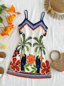 Travachic KIDS Vestido casual sin mangas con estampado floral para vacaciones de verano de niñas preadolescentes - Multicolor - Ver 2