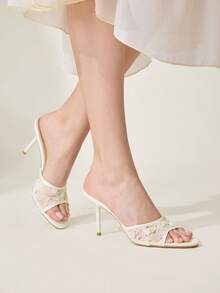 CUCCOO CHICEST Women Shoes Summer Summer Lace Rose Ornament Open-Toed Stiletto 8.5cm Solid Color Women's High Heel Sandals Elegance Daily Dating Party Wedding Shoes Summer Shoes Bride Shoes - White C - View 11
