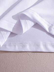 Sparklyn 少女休闲百搭日常修身短款印花针织衫+弹力直筒裤套装，适合日常通勤、上学和运动穿着 - 藍白色 - 查看 3