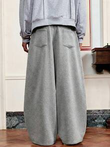 SWAVVY Pantalón de chándal casual gris oscuro para hombres, talla estándar, con bolsillos y pierna curvada - Gris Claro - Ver 3