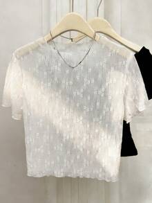 Resyla Women's Short Mesh Undershirt, Summer T-Shirt - White - View 5