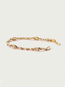 Glisma Vòng tay dây chuyền nữ, Cao cấp/Cổ điển/Sang trọng, Mạ vàng 18K, Quyến rũ/Cổ điển, Dành cho Mẹ/Phụ nữ/Cô gái/Mẹ, Mùa hè/Đi biển/Dạ hội/Tiệc tùng, Nhiều lớp/Đá quý/Hạt cườm/Pha lê - Vàng - Xem 5