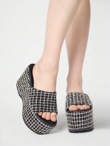 Sugerpunk Women Platforms & Wedge Sandals - Black plaid hair - View 3