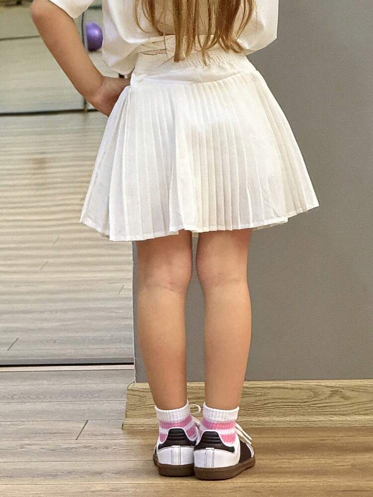 Young Girl Solid Color Casual Sports Pleated Skirt Summer