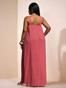 Veslaya 2026春夏优雅通勤休闲装，生日派对、毕业典礼、学生装、日常出行、百搭单品，适合休闲度假、邮轮旅行、海滩、日光浴等各种场合，引领潮流，商务休闲风、简约休闲风兼具，适合度假和外出穿着。大码女式吊带A字连衣裙，适合海滩和夏季穿着。 - 玫瑰紅 - 查看 4