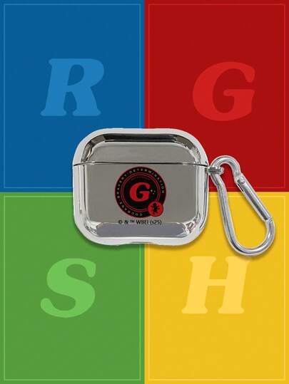 HARRY POTTER X SHEIN Estuche para auriculares de Harry Potter, estuche para auriculares inalámbricos con baño de plata y estampado del escudo de Gryffindor, funda protectora con estilo de moda Y2K y mosquetón, ideal para adolescentes y adultos jóvenes, perfecto para uso diario y como regalo, compatible con la serie de auriculares inalámbricos