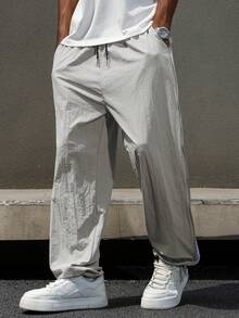 Manfinity Hypemode Men's Casual Versatile Hollow-Out Patchwork Side Zipper Pants - Grey - View 7