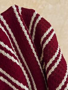 Soleia Women's Striped Asymmetrical Shoulder Cinched Waist Fashionable Top - Multicolor - View 7