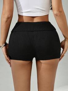 SHEIN PETITE Women Casual Knit Pants, Suitable For Spring/Summer - Black - View 2