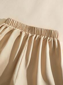 GlowEve 女士纯色前扣背心短裤优雅套装 - 杏色 - 查看 7