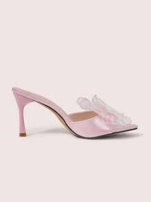 CUCCOO DOLLMOD Sandalias de tacón elegantes con lazos para mujer para fiestas - Rosa claro. - Ver 4